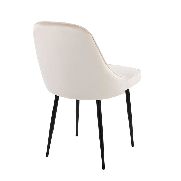 LumiSource Marcel Dining Chair, Set of 2, Black/Cream Velvet