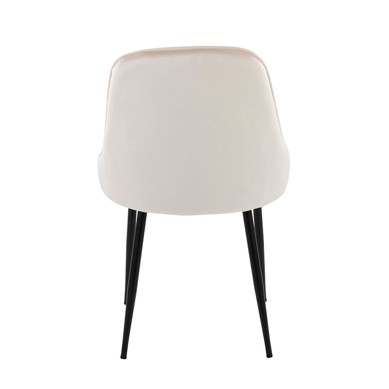 LumiSource Marcel Dining Chair, Set of 2, Black/Cream Velvet