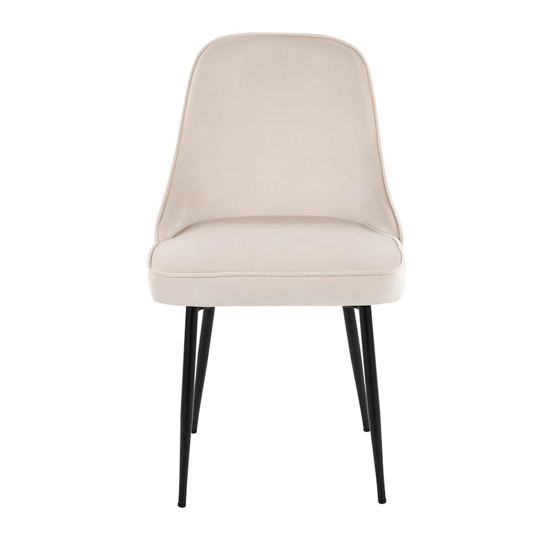 LumiSource Marcel Dining Chair, Set of 2, Black/Cream Velvet