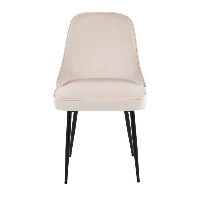 LumiSource Marcel Dining Chair, Set of 2, Black/Cream Velvet