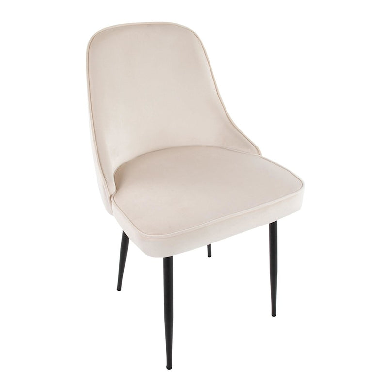 LumiSource Marcel Dining Chair, Set of 2, Black/Cream Velvet