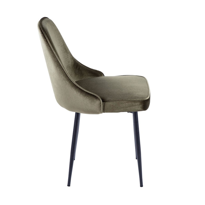 LumiSource Marcel Dining Chair, Set of 2, Black/Green Velvet