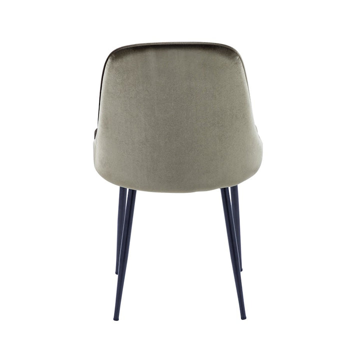 LumiSource Marcel Dining Chair, Set of 2, Black/Green Velvet