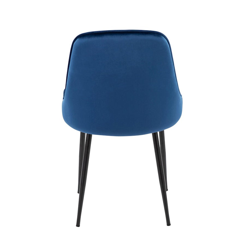 LumiSource Marcel Dining Chair, Set of 2, Black/Navy Blue Velvet