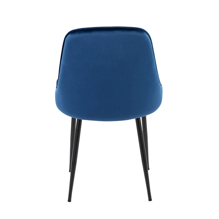 LumiSource Marcel Dining Chair, Set of 2, Black/Navy Blue Velvet