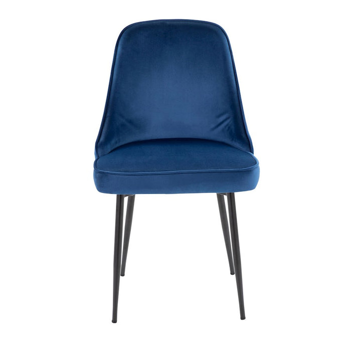 LumiSource Marcel Dining Chair, Set of 2, Black/Navy Blue Velvet