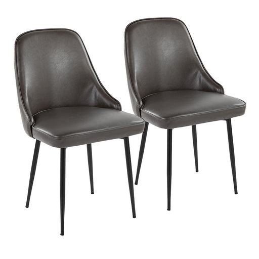 LumiSource Marcel Dining Chair, Set of 2, Black Metal/Grey PU - DC-MARCLBKPUGY2