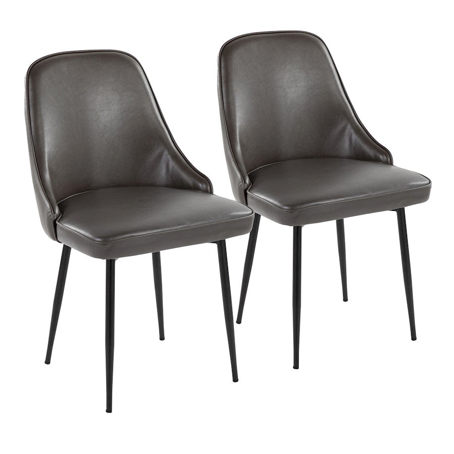 LumiSource Marcel Dining Chair, Set of 2, Black Metal/Grey PU - DC-MARCLBKPUGY2