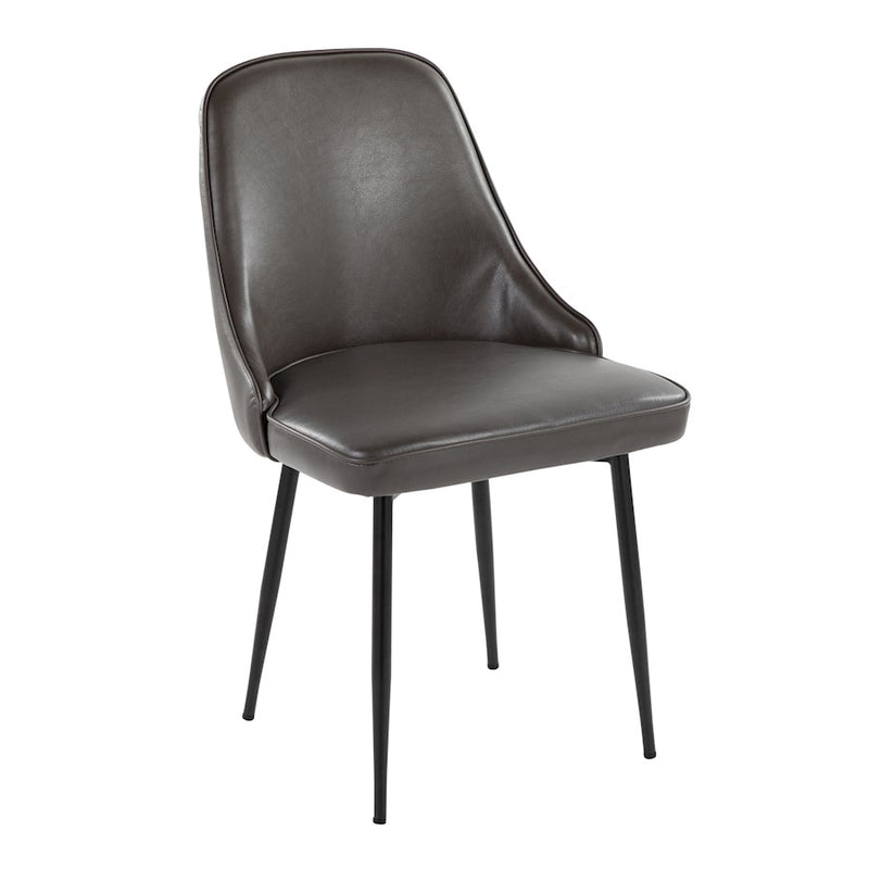 LumiSource Marcel Dining Chair, Set of 2, Black Metal/Grey PU
