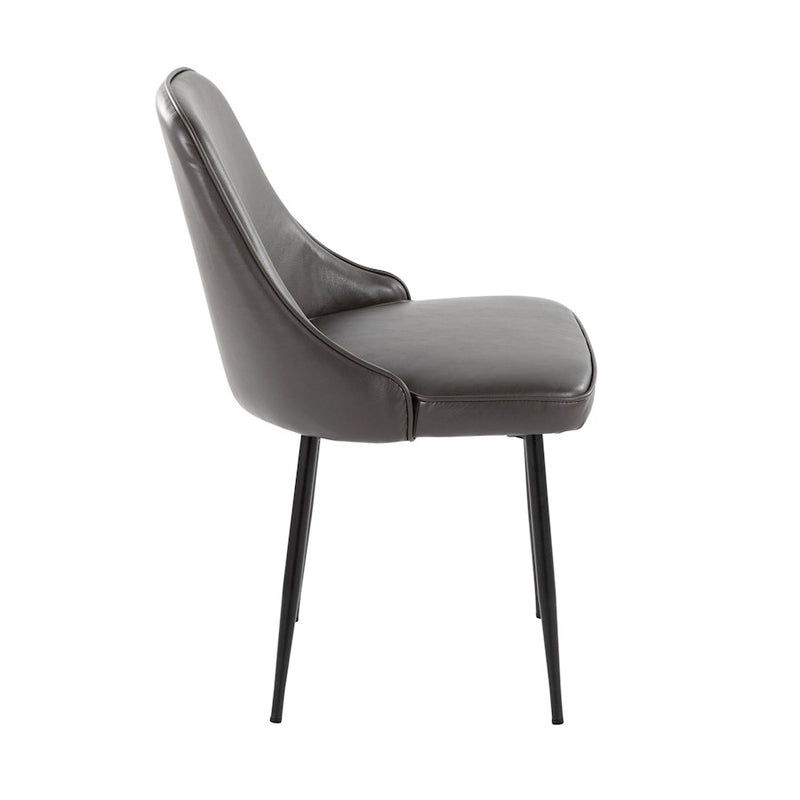 LumiSource Marcel Dining Chair, Set of 2, Black Metal/Grey PU