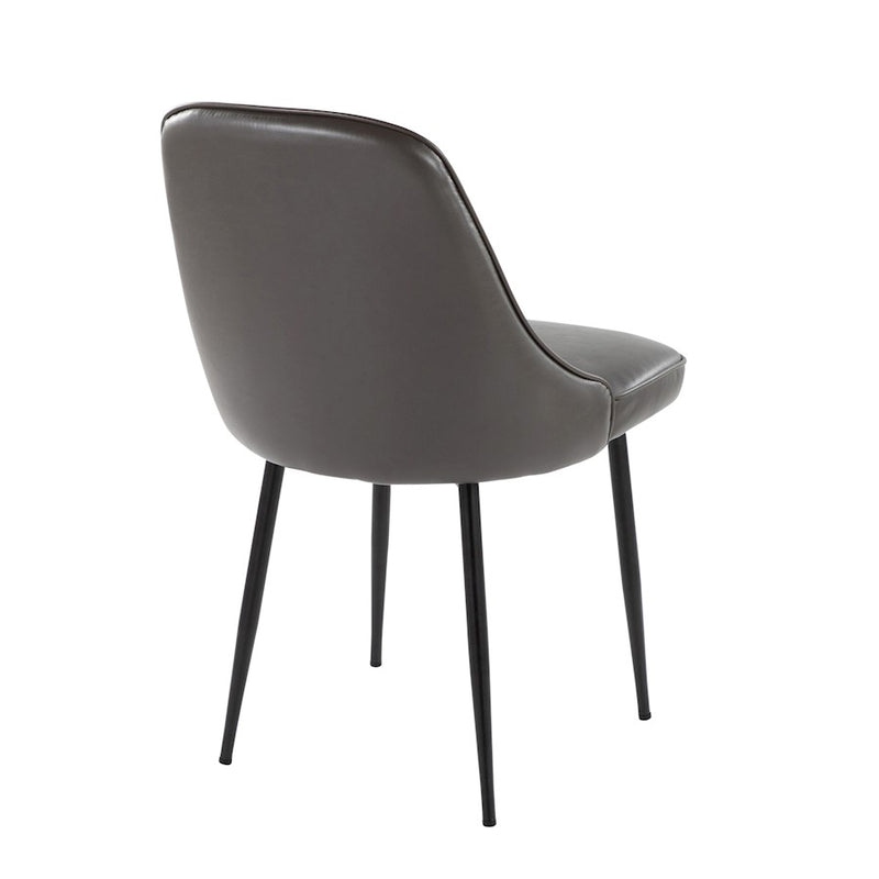 LumiSource Marcel Dining Chair, Set of 2, Black Metal/Grey PU