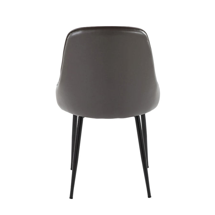 LumiSource Marcel Dining Chair, Set of 2, Black Metal/Grey PU