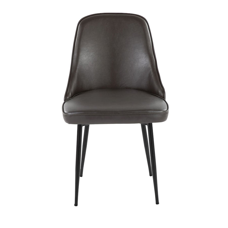 LumiSource Marcel Dining Chair Set of 2 | Contemporary Black Metal & Grey PU | Dining Room & Kitchen Seating | Model DC-MARCLBKPUGY2
