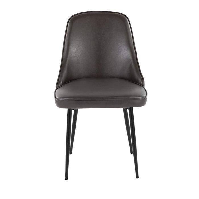 LumiSource Marcel Dining Chair, Set of 2, Black Metal/Grey PU