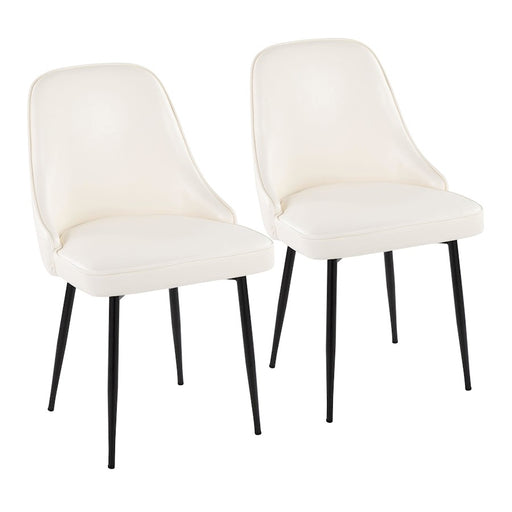 LumiSource Marcel Dining Chair, Set of 2, Black Metal/White PU - DC-MARCLBKPUW2