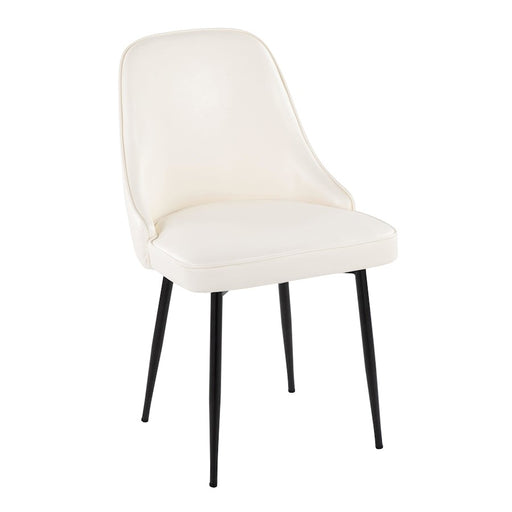 LumiSource Marcel Dining Chair, Set of 2, Black Metal/White PU