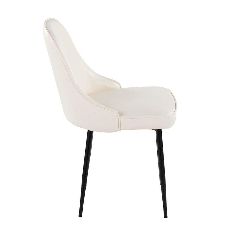 LumiSource Marcel Dining Chair, Set of 2, Black Metal/White PU