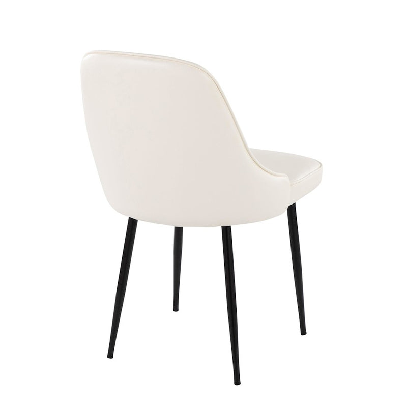 LumiSource Marcel Dining Chair, Set of 2, Black Metal/White PU