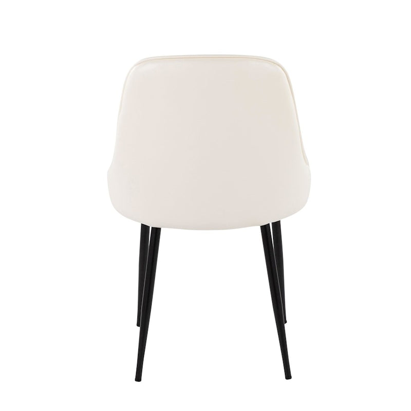 LumiSource Marcel Dining Chair, Set of 2, Black Metal/White PU