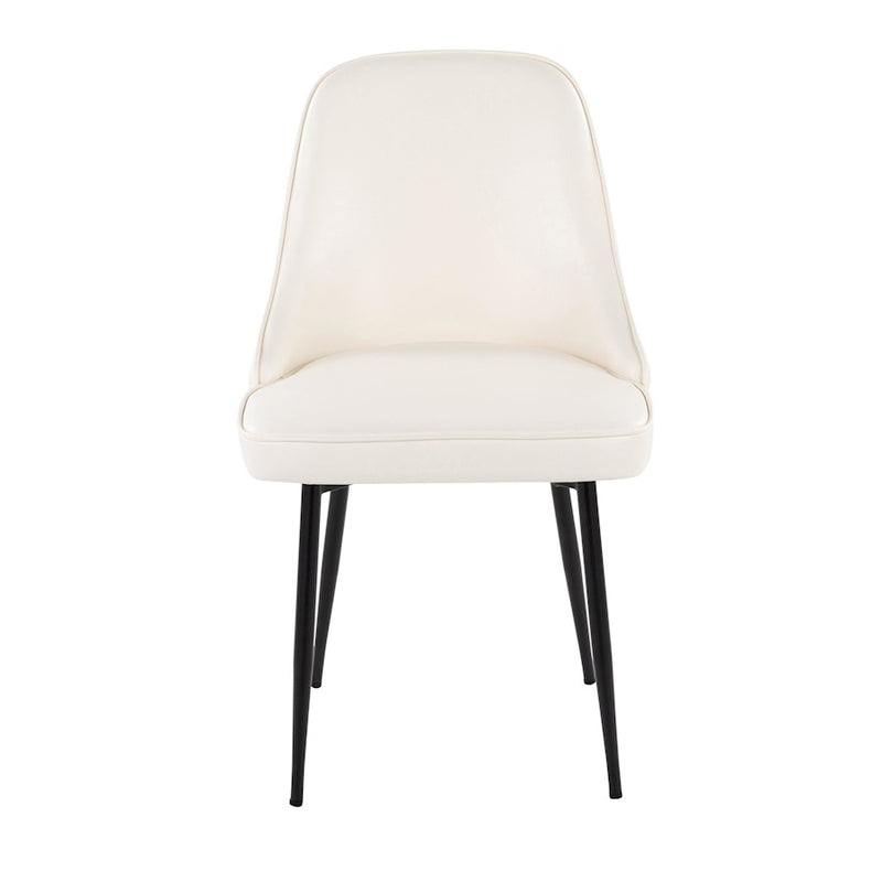 LumiSource Marcel Dining Chair, Set of 2, Black Metal/White PU