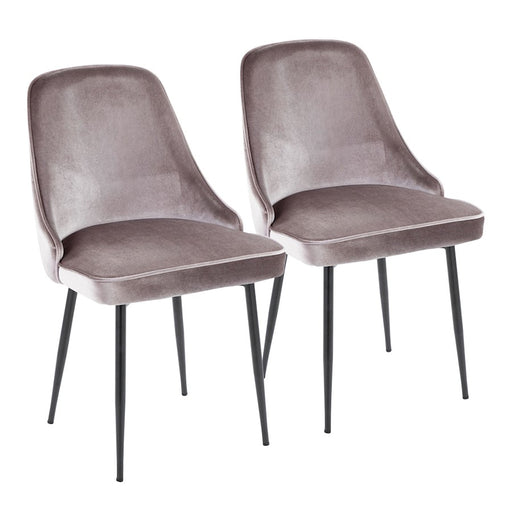 LumiSource Marcel Dining Chair, Set of 2, Black/Silver Velvet - DC-MARCLBKSV2