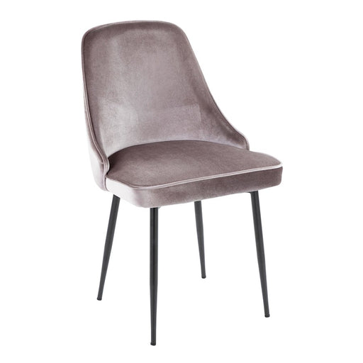 LumiSource Marcel Dining Chair, Set of 2, Black/Silver Velvet