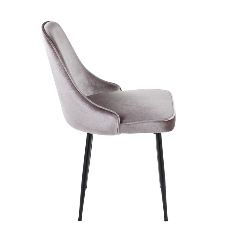 LumiSource Marcel Dining Chair, Set of 2, Black/Silver Velvet