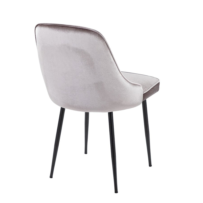 LumiSource Marcel Dining Chair, Set of 2, Black/Silver Velvet
