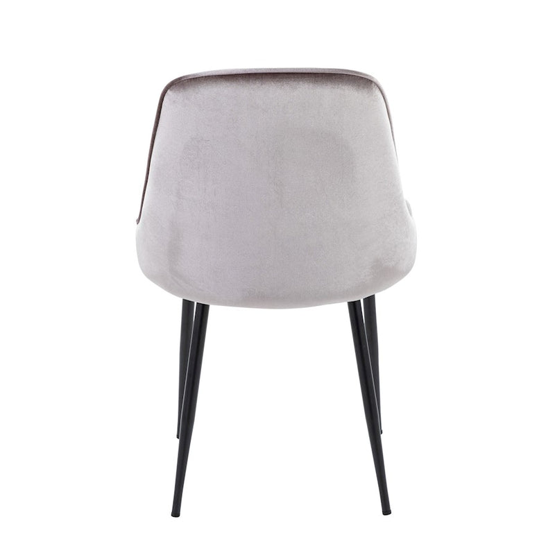 LumiSource Marcel Dining Chair, Set of 2, Black/Silver Velvet