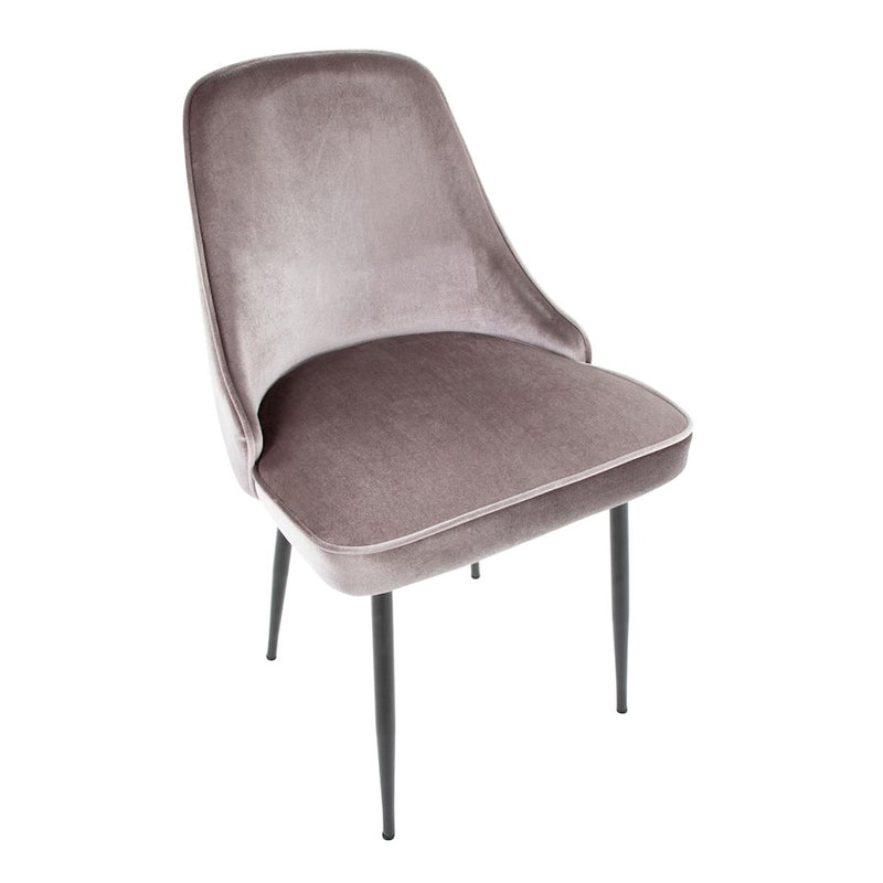 LumiSource Marcel Dining Chair, Set of 2, Black/Silver Velvet