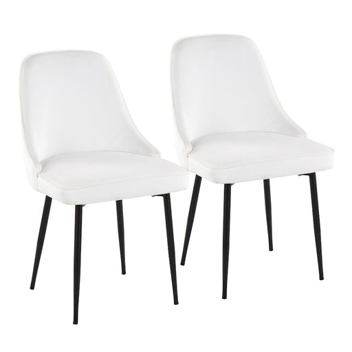 LumiSource Marcel Dining Chair, Set of 2, Black/White Velvet - DC-MARCLBKW2