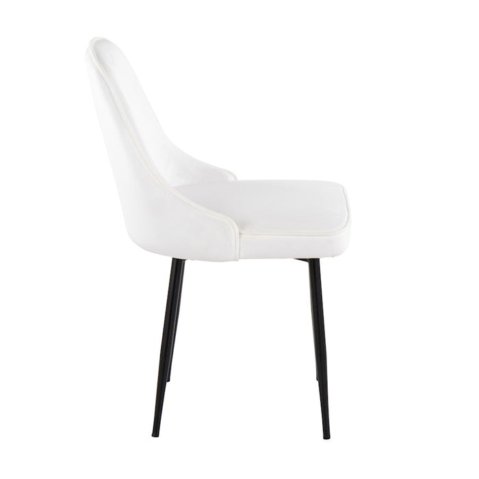 LumiSource Marcel Dining Chair, Set of 2, Black/White Velvet