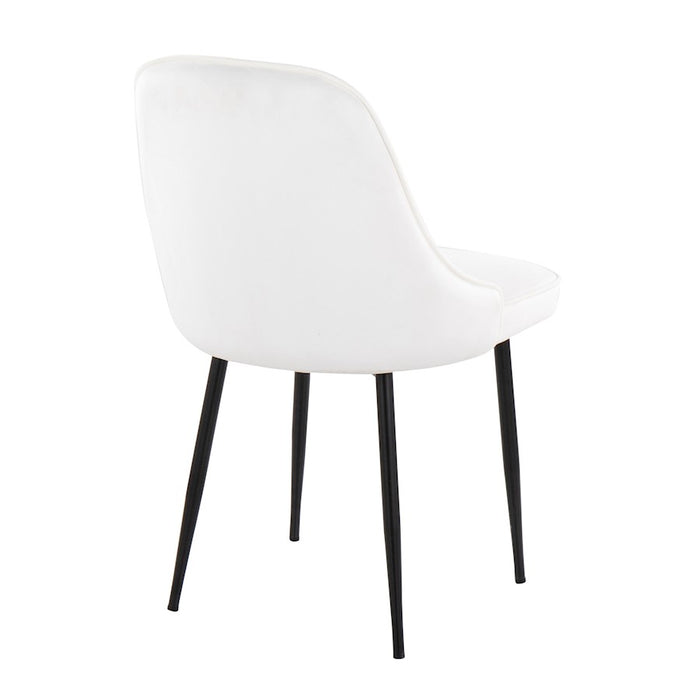 LumiSource Marcel Dining Chair, Set of 2, Black/White Velvet