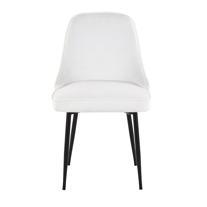 LumiSource Marcel Dining Chair, Set of 2, Black/White Velvet