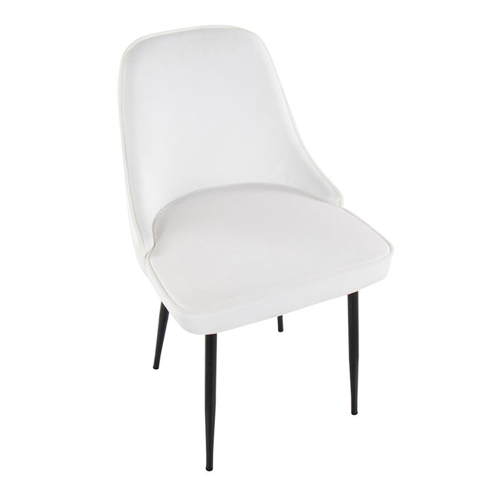 LumiSource Marcel Dining Chair, Set of 2, Black/White Velvet