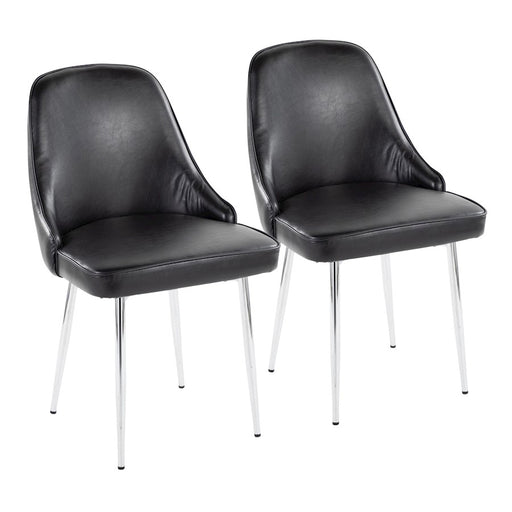 LumiSource Marcel Dining Chair, Set of 2, Chrome/Black PU - DC-MARCLPUBK2