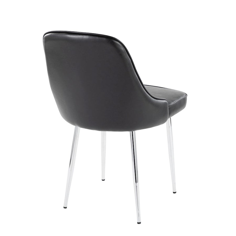 LumiSource Marcel Dining Chair, Set of 2, Chrome/Black PU