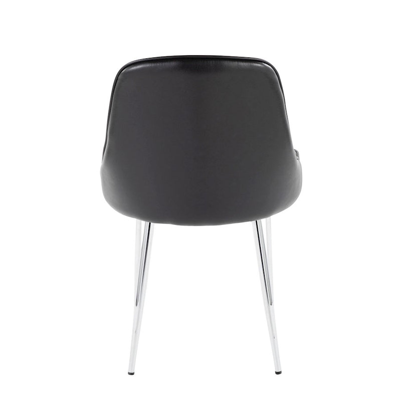 LumiSource Marcel Dining Chair, Set of 2, Chrome/Black PU
