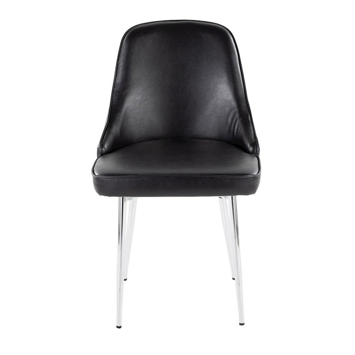 LumiSource Marcel Dining Chair, Set of 2, Chrome/Black PU