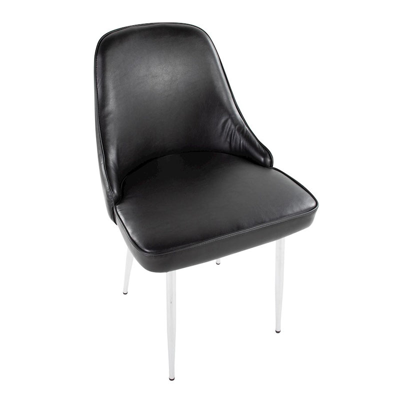 LumiSource Marcel Dining Chair, Set of 2, Chrome/Black PU