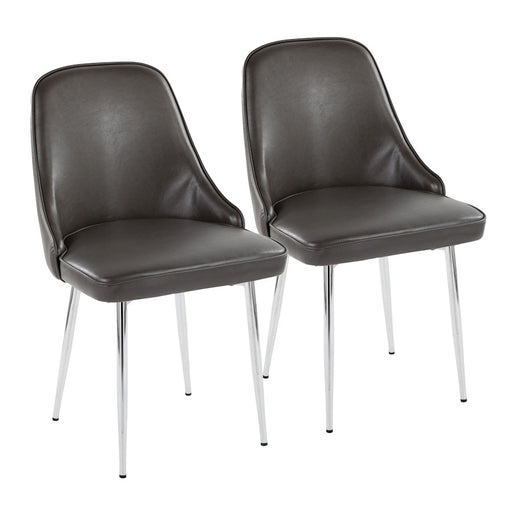 LumiSource Marcel Dining Chair, Set of 2, Chrome/Grey PU - DC-MARCLPUGY2