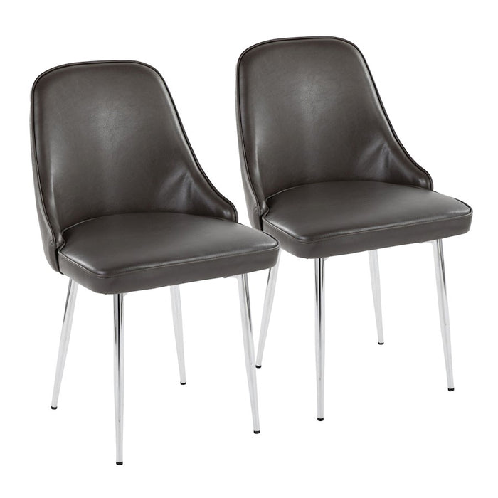 LumiSource Marcel Dining Chair, Set of 2, Chrome/Grey PU - DC-MARCLPUGY2