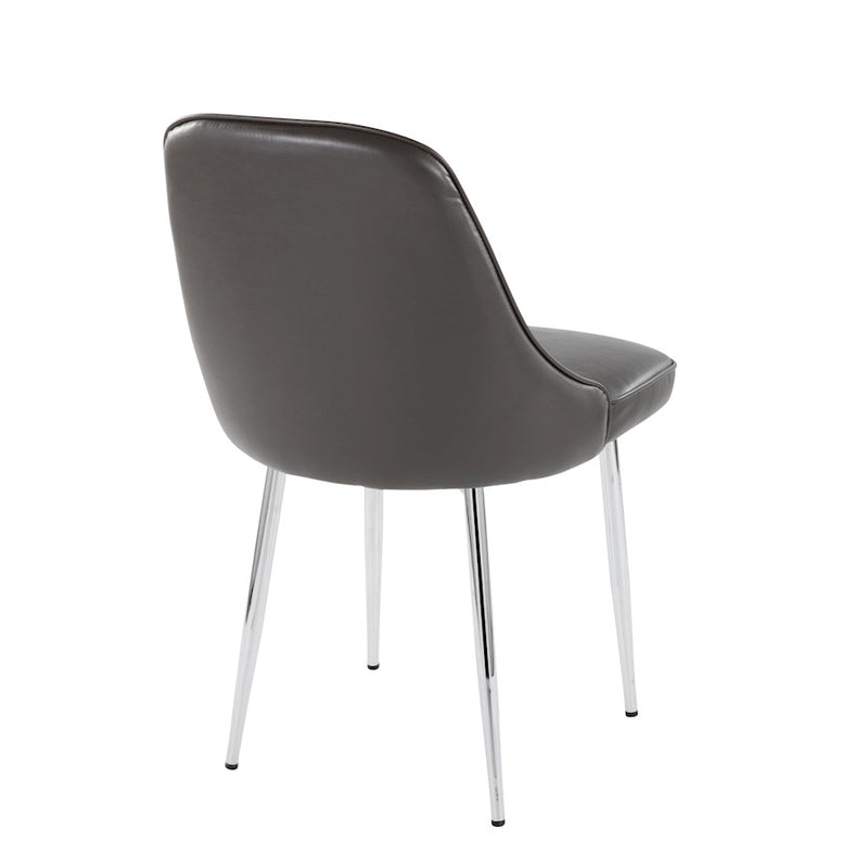 LumiSource Marcel Dining Chair, Set of 2, Chrome/Grey PU