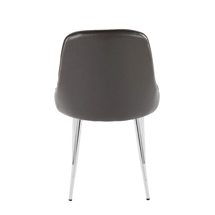 LumiSource Marcel Dining Chair, Set of 2, Chrome/Grey PU