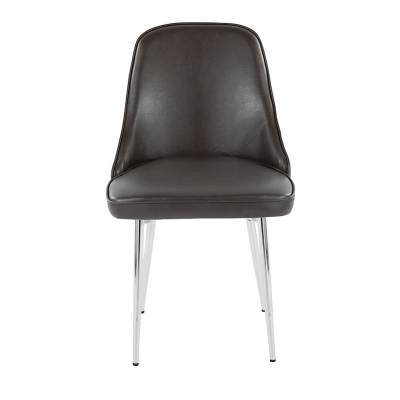 LumiSource Marcel Dining Chair, Set of 2, Chrome/Grey PU