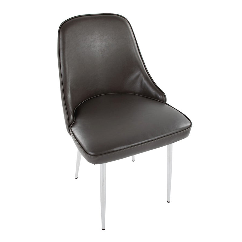 LumiSource Marcel Dining Chair, Set of 2, Chrome/Grey PU