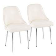 LumiSource Marcel Dining Chair, Set of 2, Chrome/White PU - DC-MARCLPUW2