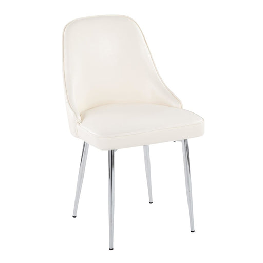 LumiSource Marcel Dining Chair, Set of 2, Chrome/White PU