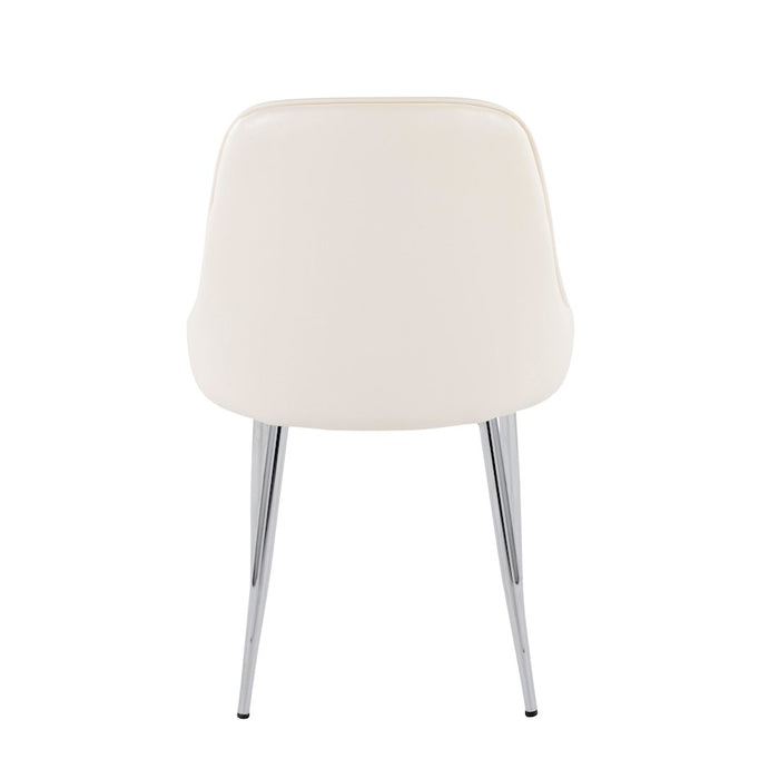 LumiSource Marcel Dining Chair, Set of 2, Chrome/White PU