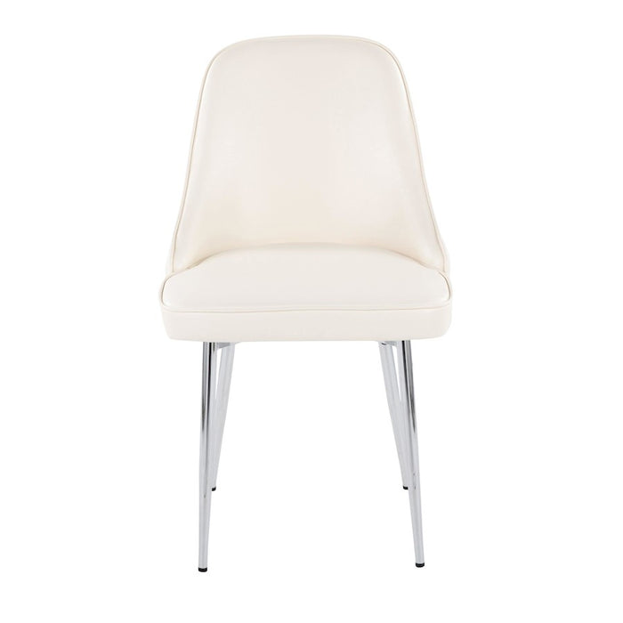 LumiSource Marcel Dining Chair, Set of 2, Chrome/White PU
